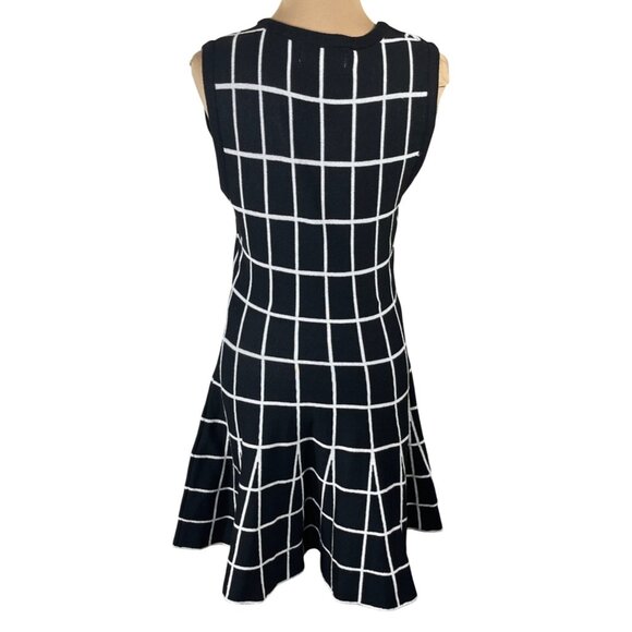 JOA Knit Skater Dress Black White Check M Medium Y2K Fit and Flare Mini - Picture 3 of 6